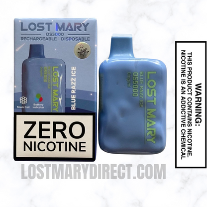 Blue Razz Ice Lost Mary OS5000 Zero Nicotine Vape Package