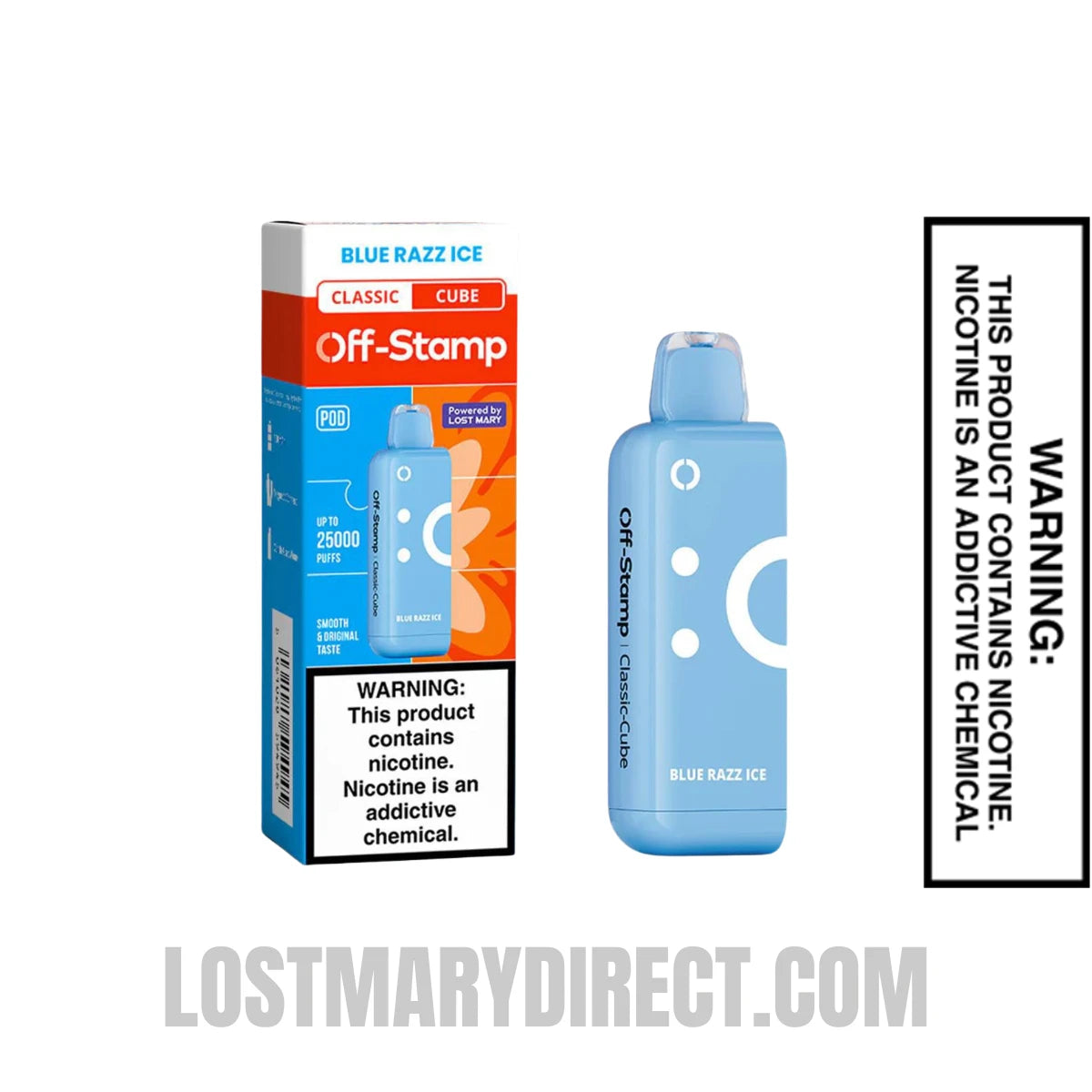Blue Razz Ice Off Stamp Classic X-Cube Vape Pod With Package Box