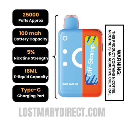 Blue Razz Ice Off Stamp X-Cube Vape Kit Specifications