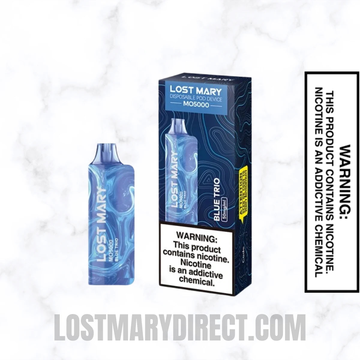 Blue Trio Lost Mary MO5000 Disposable Vape With Package Box
