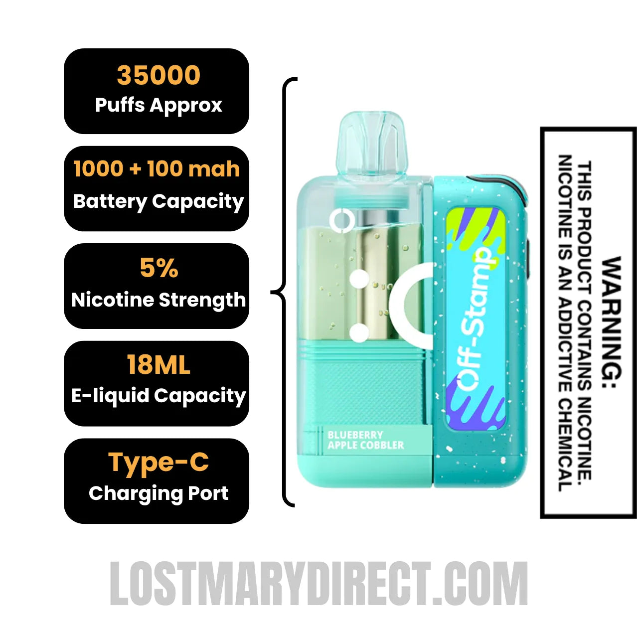 Blueberry Apple Cobbler Off Stamp X Crystal Cube 35K Disposable Kit with Specification