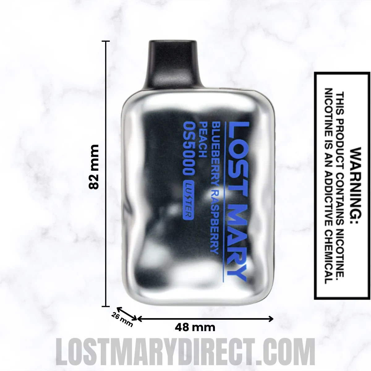 Blueberry Raspberry Peach Lost Mary OS5000 Luster Edition Vape Dimensions