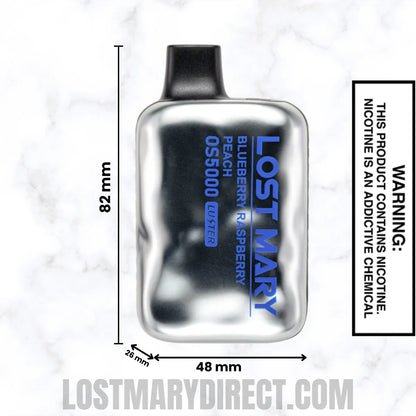 Blueberry Raspberry Peach Lost Mary OS5000 Luster Edition Vape Dimensions