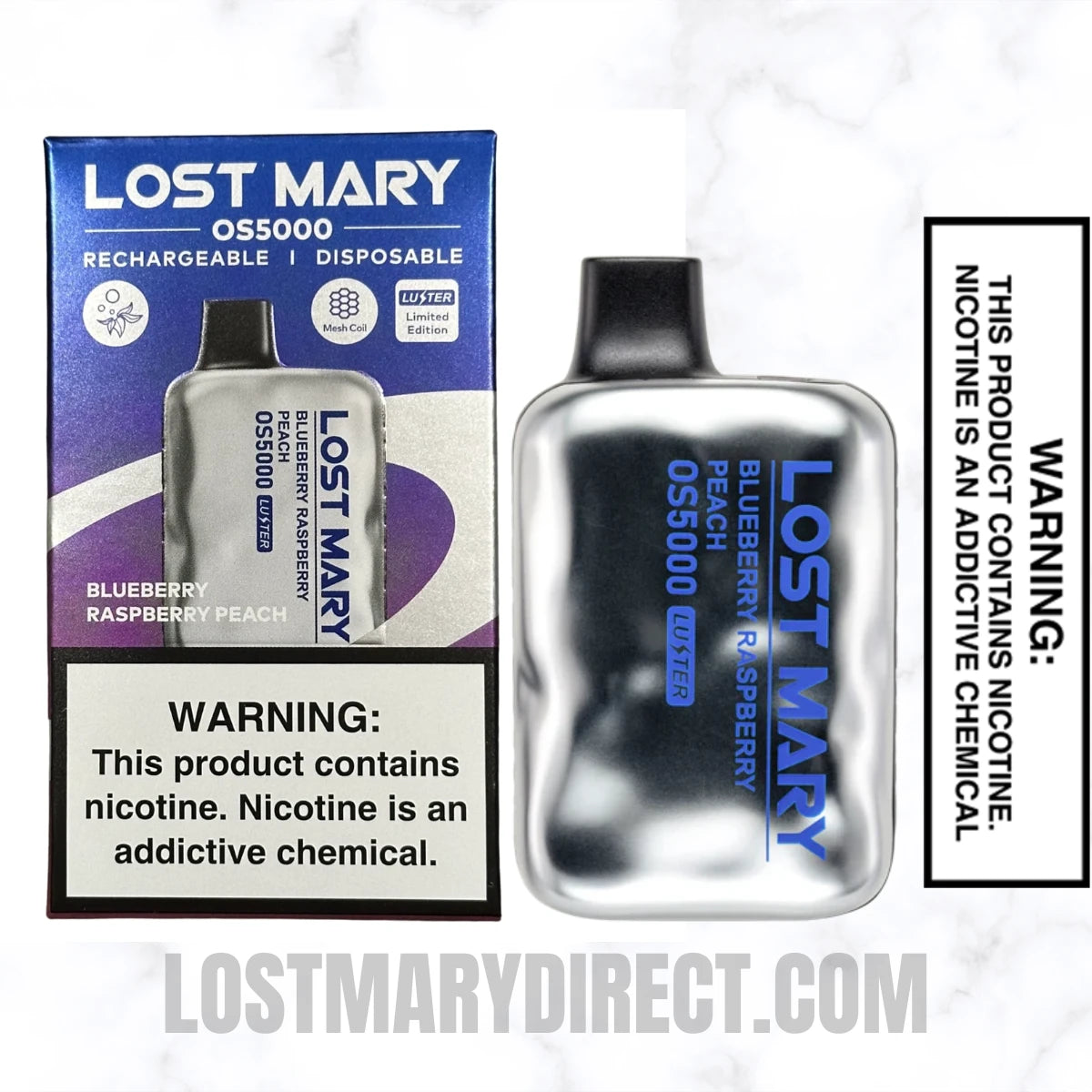 Blueberry Raspberry Peach Lost Mary OS5000 Luster Edition Vape