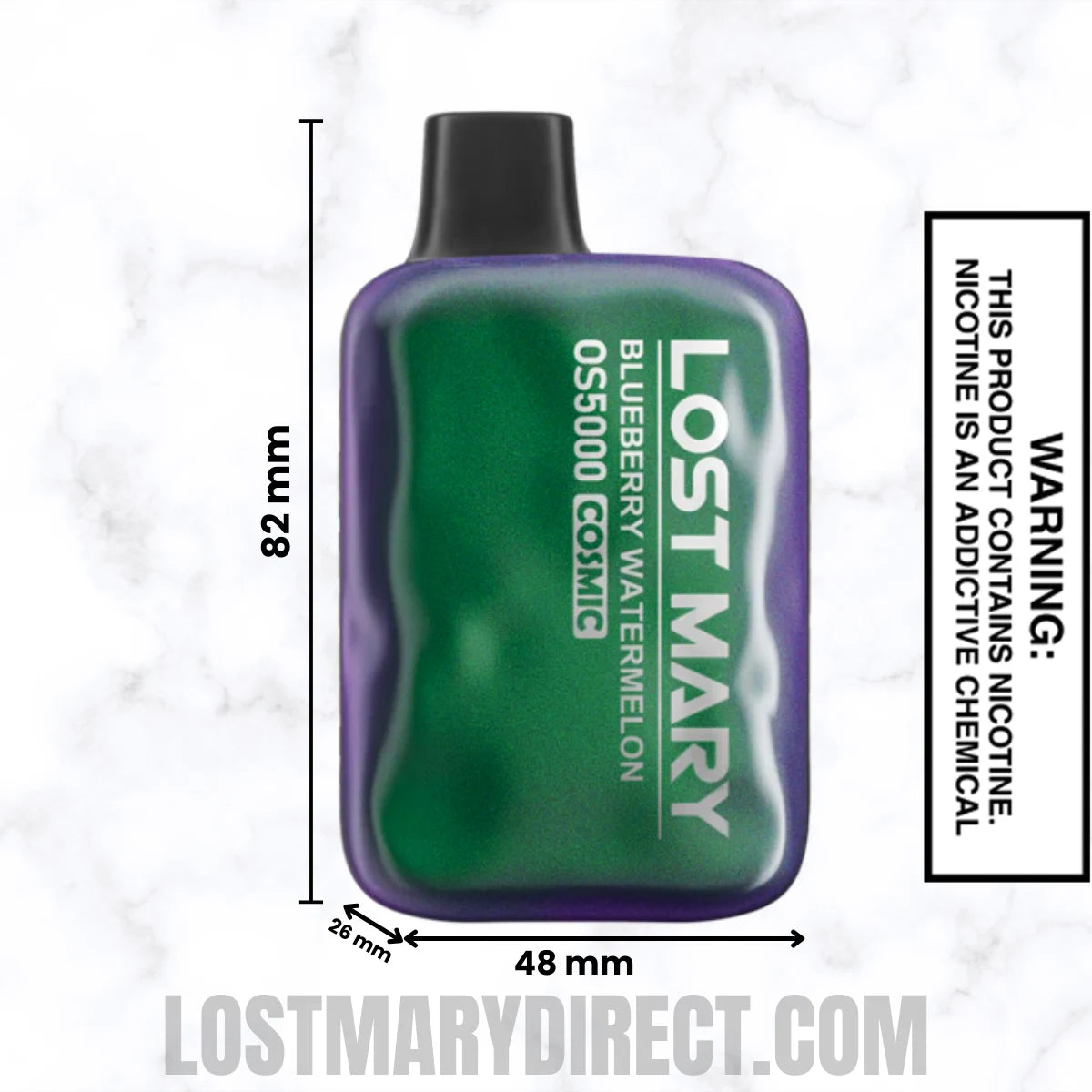 Blueberry Watermelon Lost Mary OS5000 Cosmic Edition Vape Dimensions