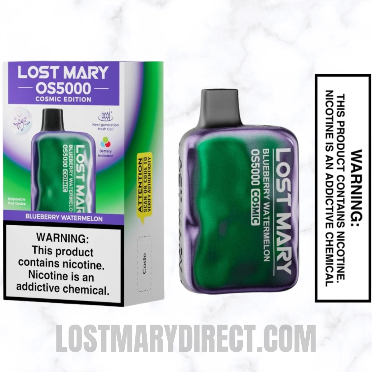 Blueberry Watermelon Lost Mary OS5000 Cosmic Edition Vape With Package Box