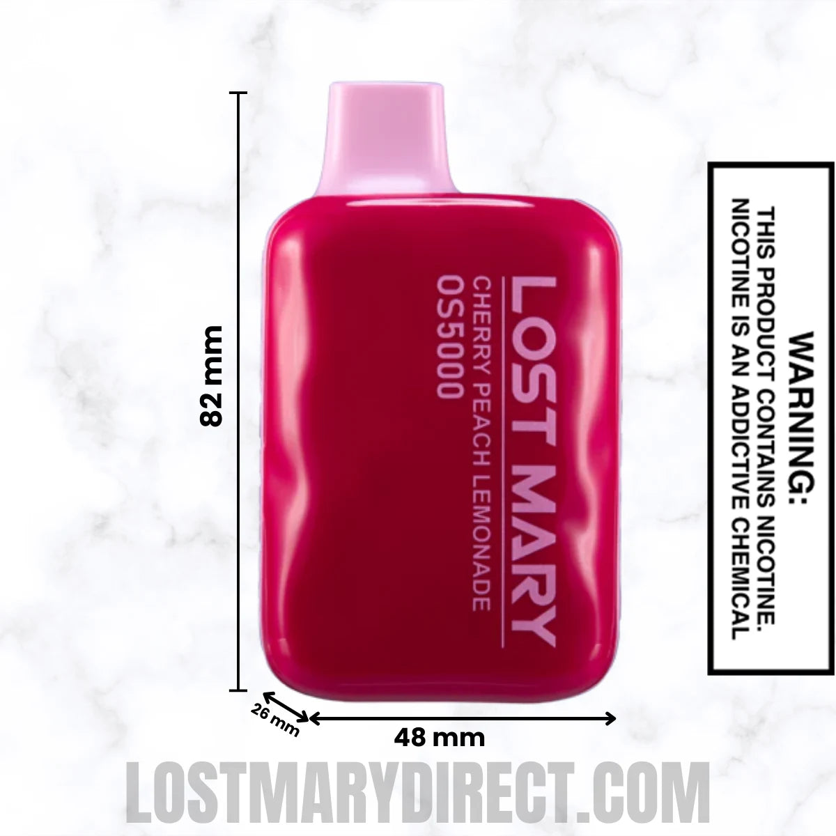 Cherry Peach Lemonade Lost Mary OS5000 Disposable Vape Dimension