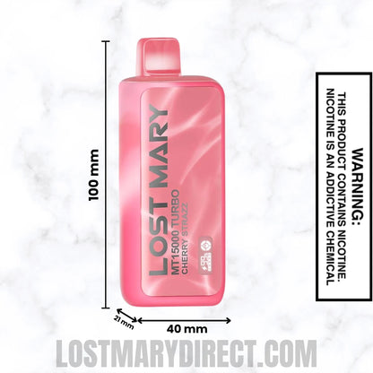 Cherry Strazz Lost Mary MT15000 TURBO Vape Dimension