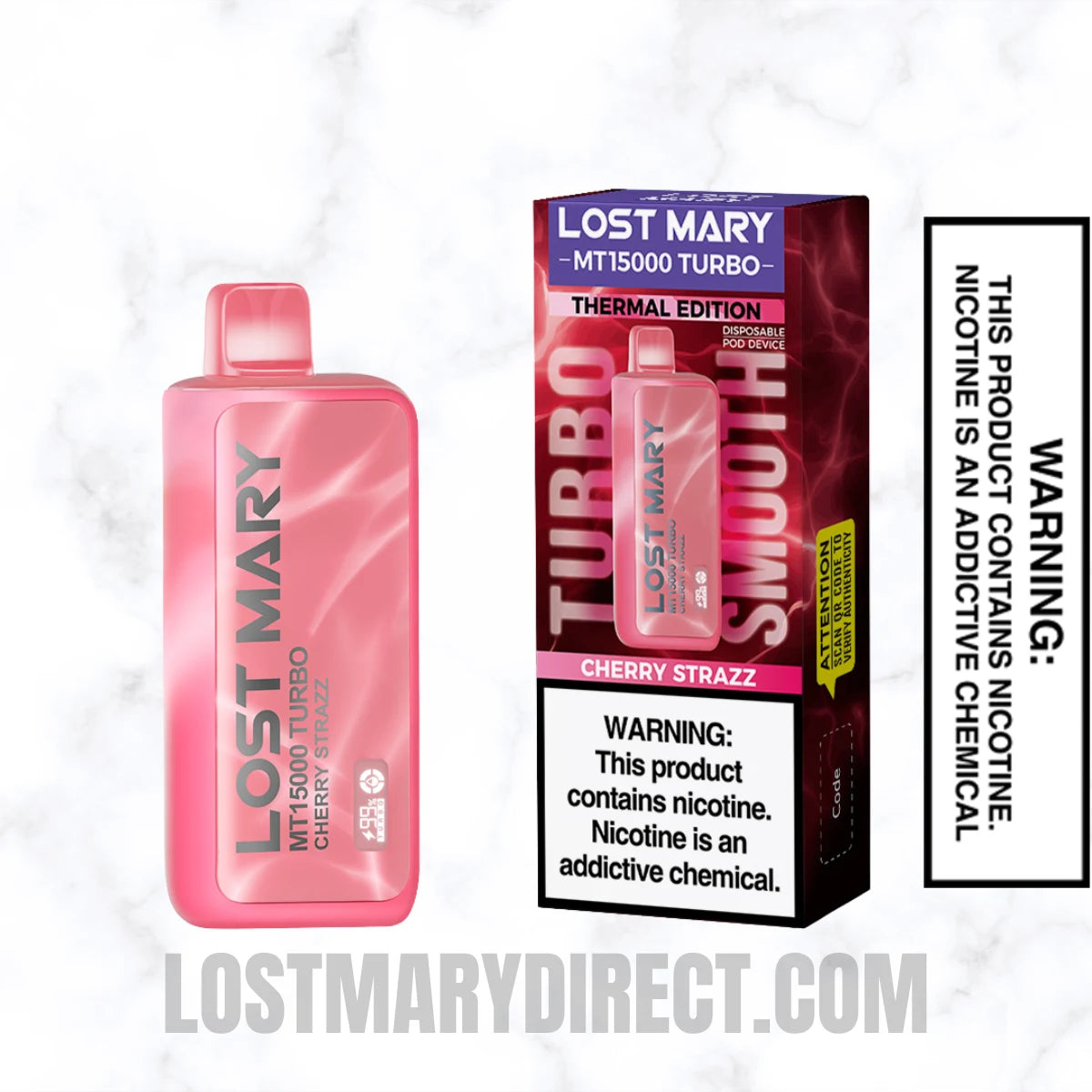 Cherry Strazz Lost Mary MT15000 TURBO Vape With Package Box