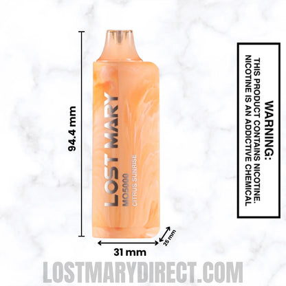 Citrus Sunrise Lost Mary MO5000 Disposable Vape Dimension