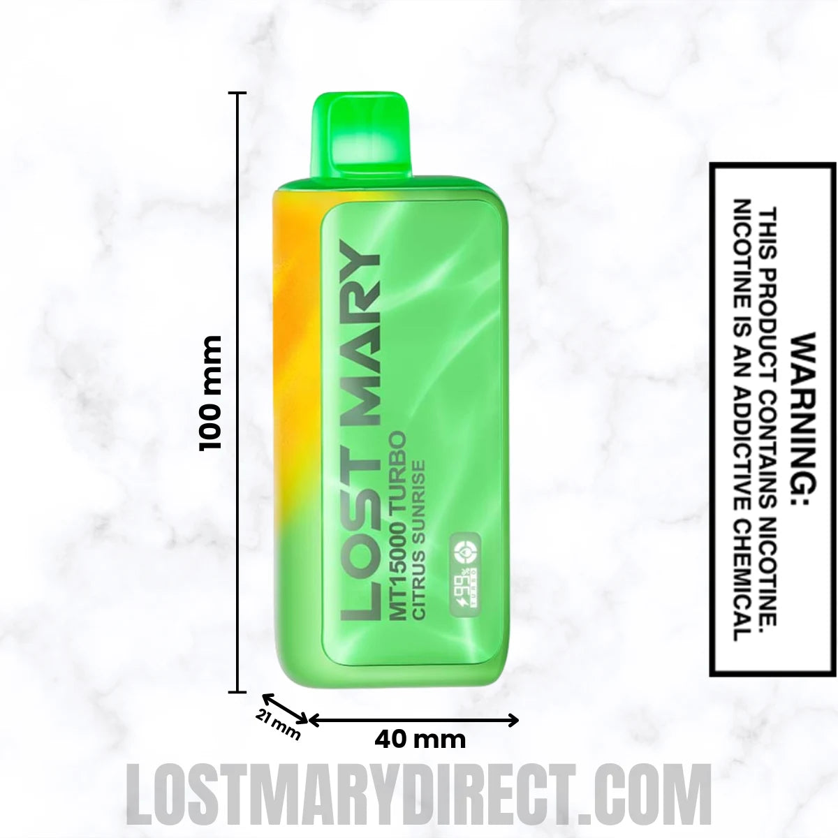 Citrus Sunrise Lost Mary MT15000 TURBO Vape Dimension