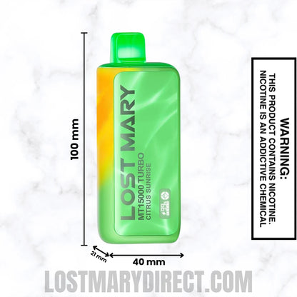 Citrus Sunrise Lost Mary MT15000 TURBO Vape Dimension