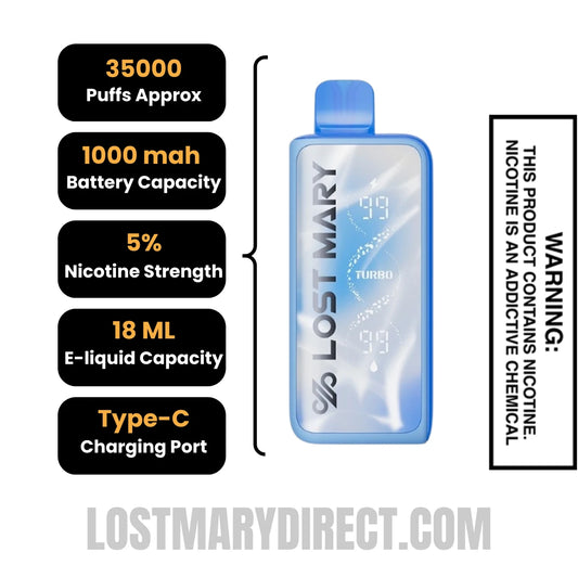 elf bar vape uk Black Mint+ Lost Mary MT35000 Turbo Vape main image 1