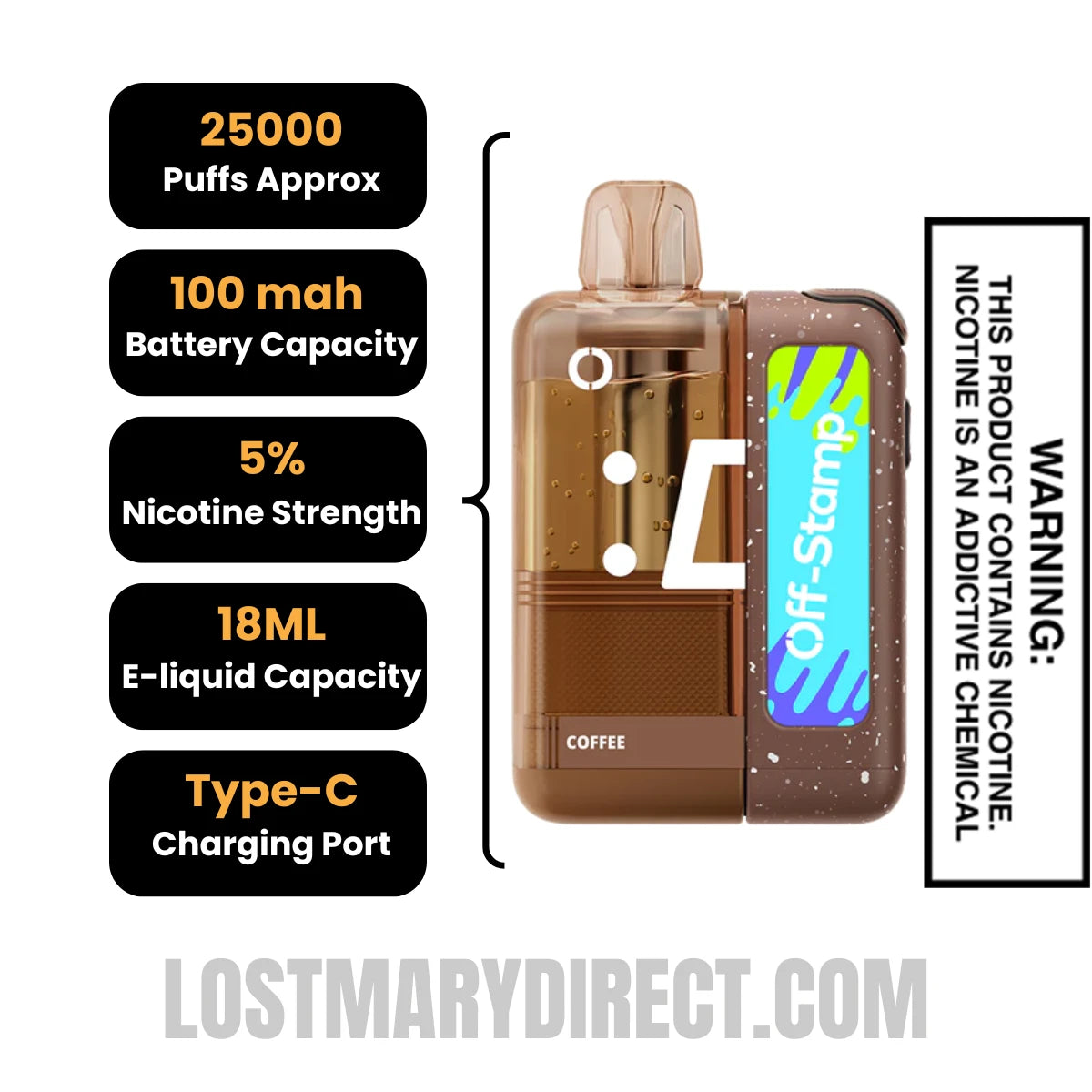 Coffee Off Stamp X Cube 25K Disposable Vape Kit Specification