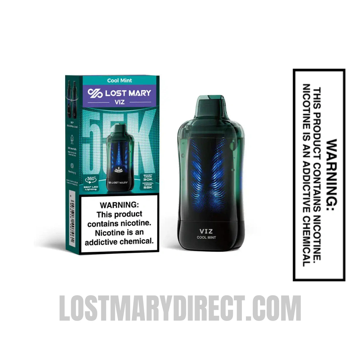 Cool Mint Lost Mary VIZ 55K Disposable Vape With Package Box