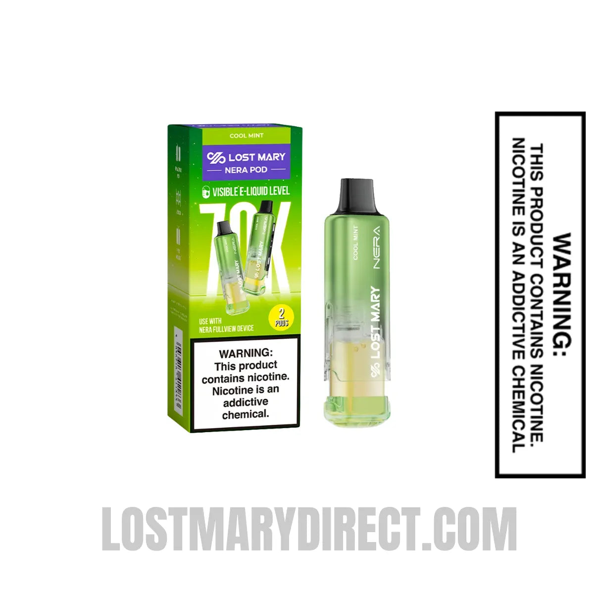 Cool Mint Lost Mary Nera Fullview 70K Disposable Vape Pod with Pavkage box