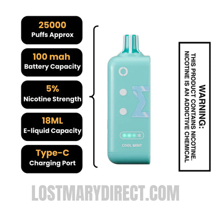 Cool Mint Off Stamp Ice Cube 25K Disposable Pod with Specification