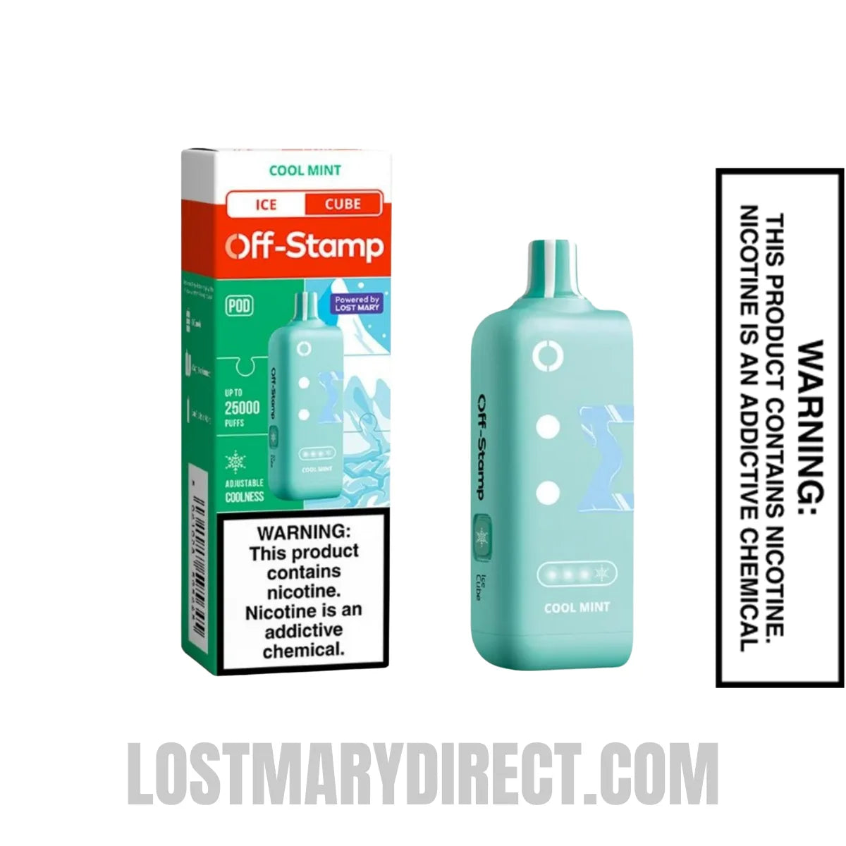 Cool Mint Off Stamp Ice Cube 25K Disposable Pod with Package Box
