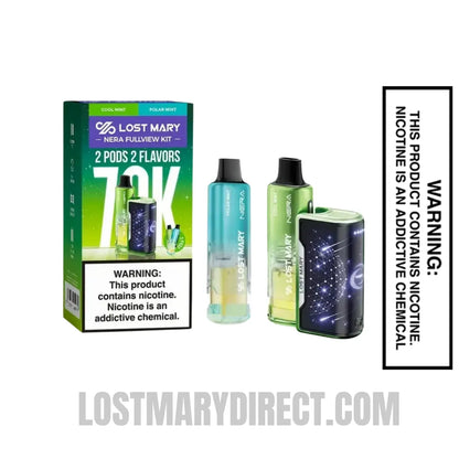 Cool Mint & Polar Mint Lost Mary Nera Fullview 70K Disposable Vape Kit with package box