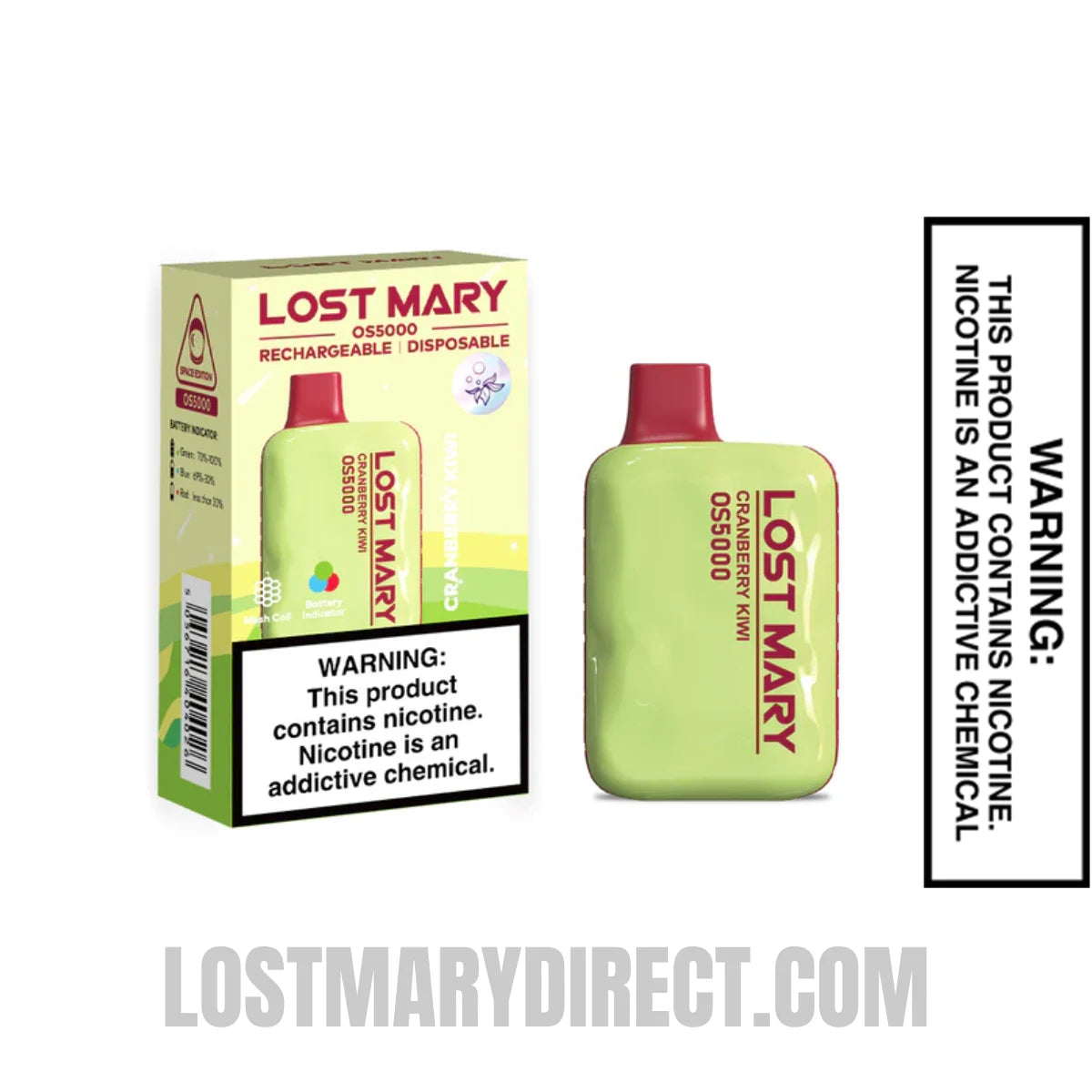 Cranberry Kiwi Lost Mary OS5000 Vape  With Package Box