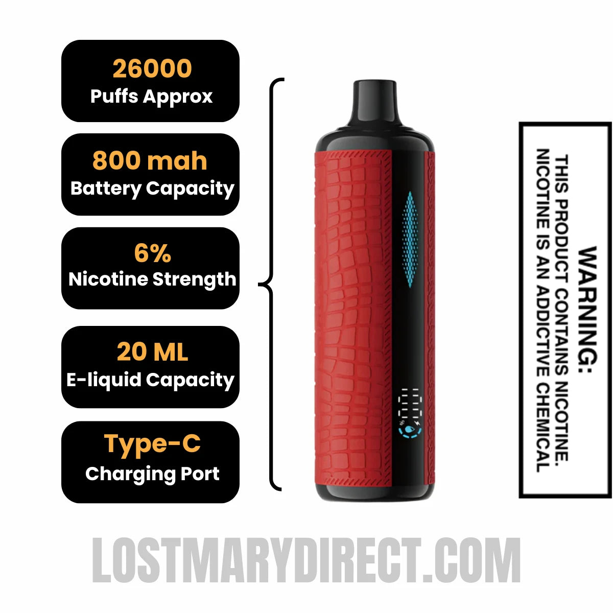 Double Apple Urban Tale x Lost Mary E-Hookah Disposable Vape Specifications