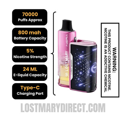 Dragon Strawnana Lost Mary Nera Fullview 70K Vape Kit with Specification