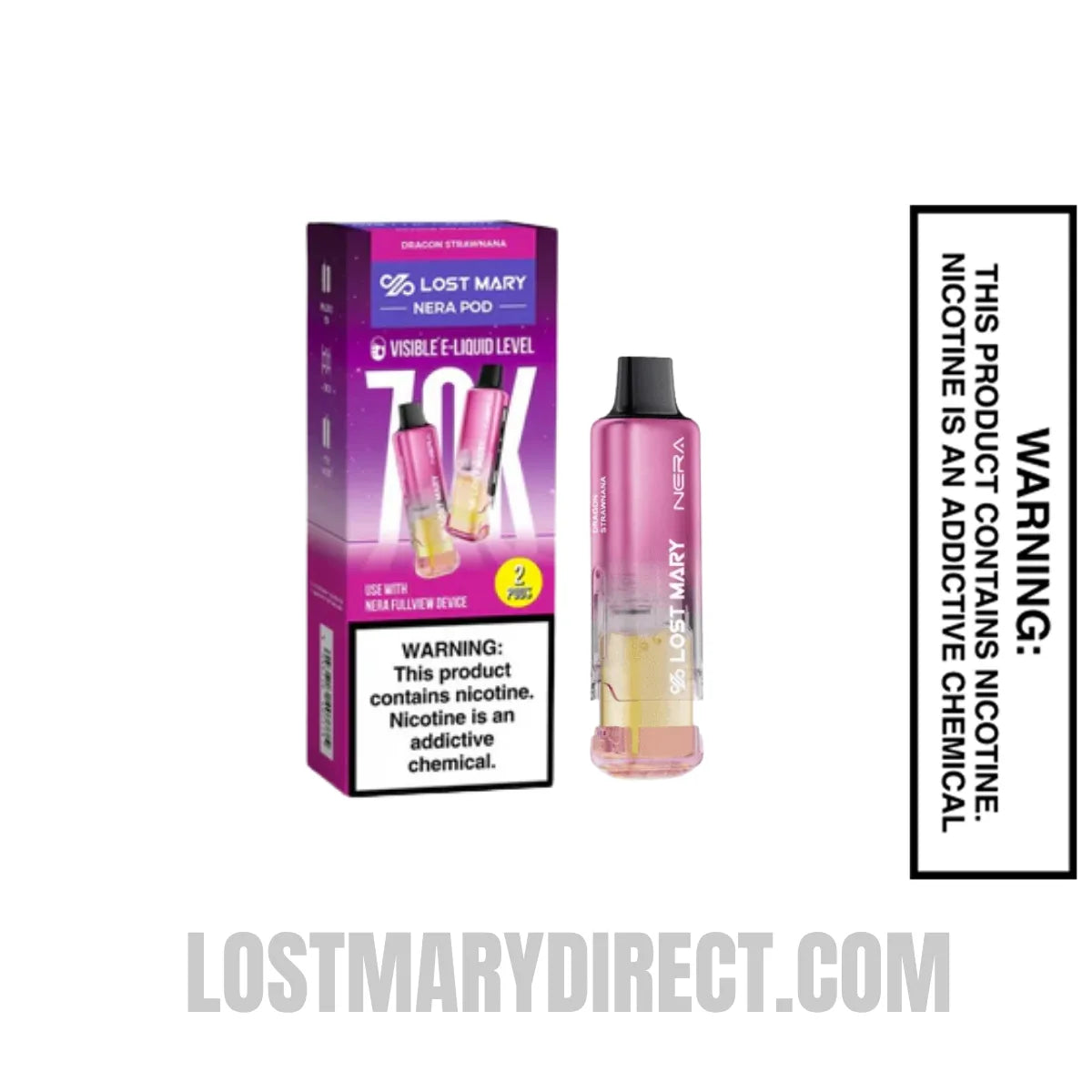 Dragon Strawnana Lost Mary Nera Fullview 70K Vape Pod with package