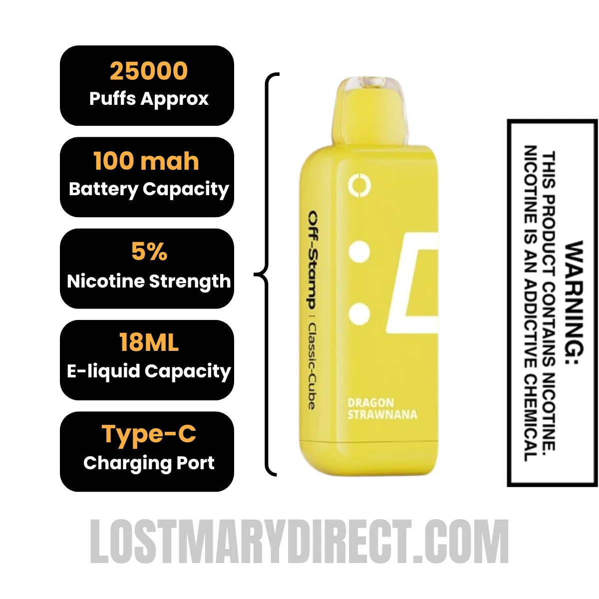 Dragon Strawnana Off Stamp Classic X-Cube Vape Pod Specifications