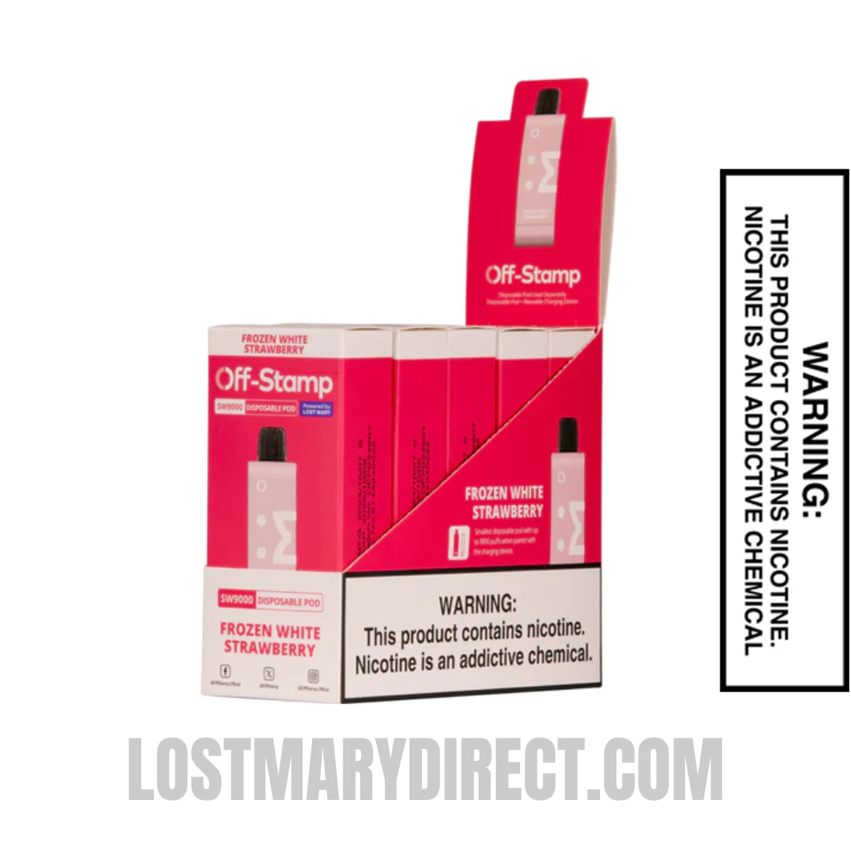 Frozen White Strawberry Off Stamp SW9000 Disposable Pod with Bundle Pack