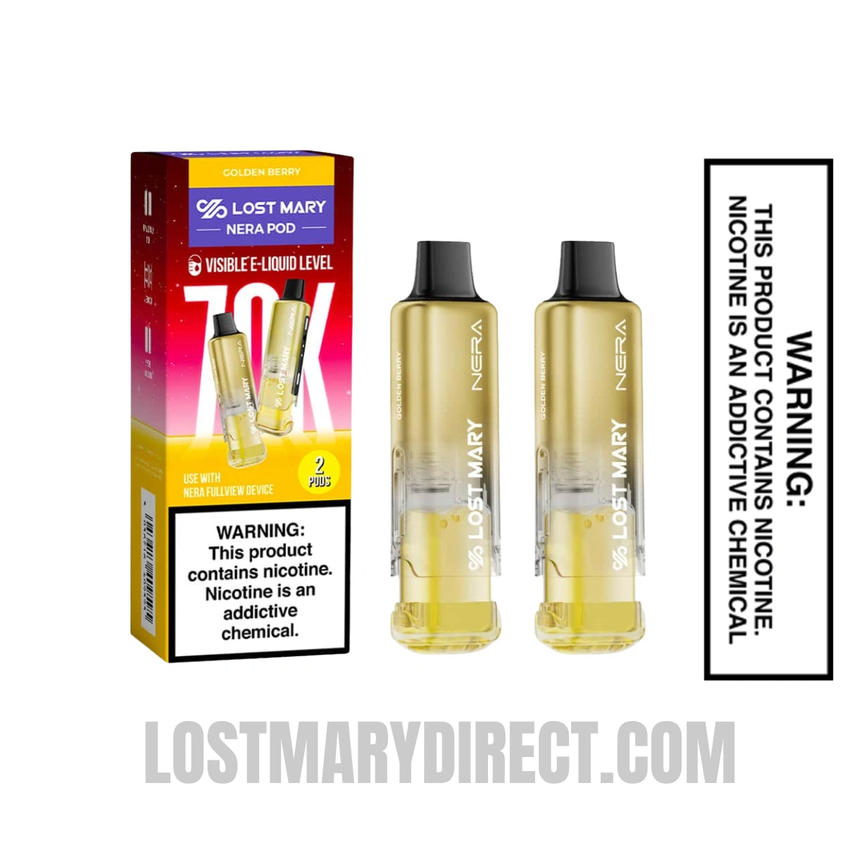 Golden Berry Lost Mary Nera Fullview 70k Vape Pod With Package Box