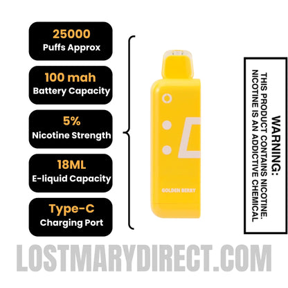 Golden Berry Off Stamp Classic Cube 25K Disposable Pod with Specification