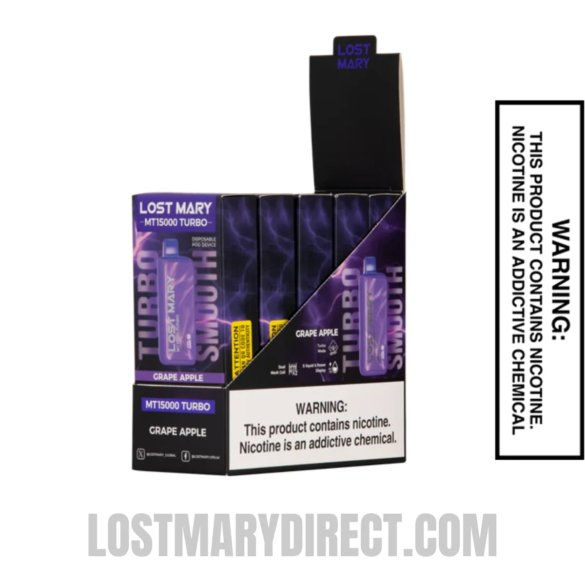 Grape Apple Lost Mary MT15000 Turbo with bundle box
