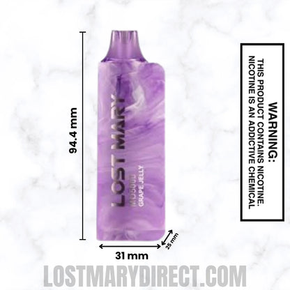 Grape Jelly Lost Mary MO5000 Disposable Vape Dimension