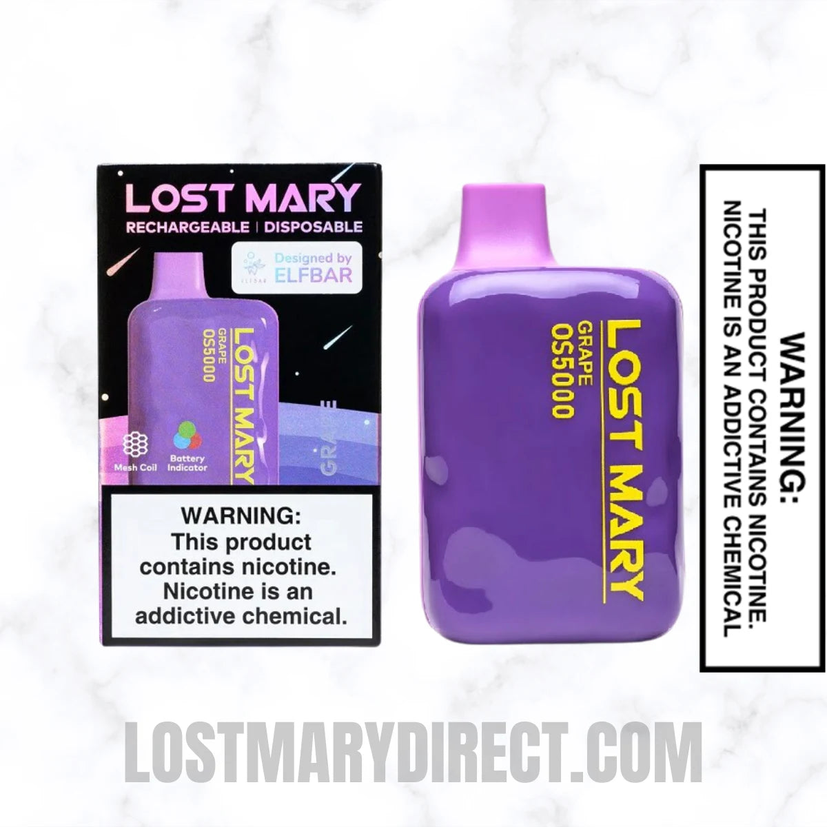 Grape Lost Mary OS5000 Disposable Vape With Package Box