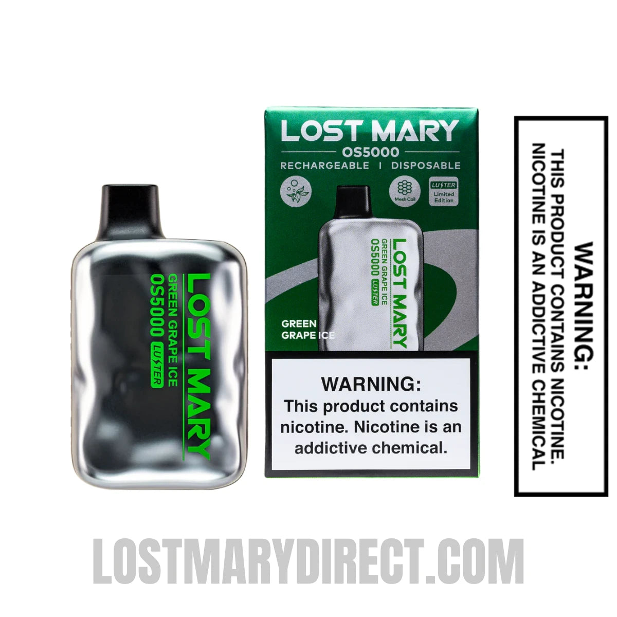 Green Grape Ice Lost Mary OS5000 Luster Vape With Package Box