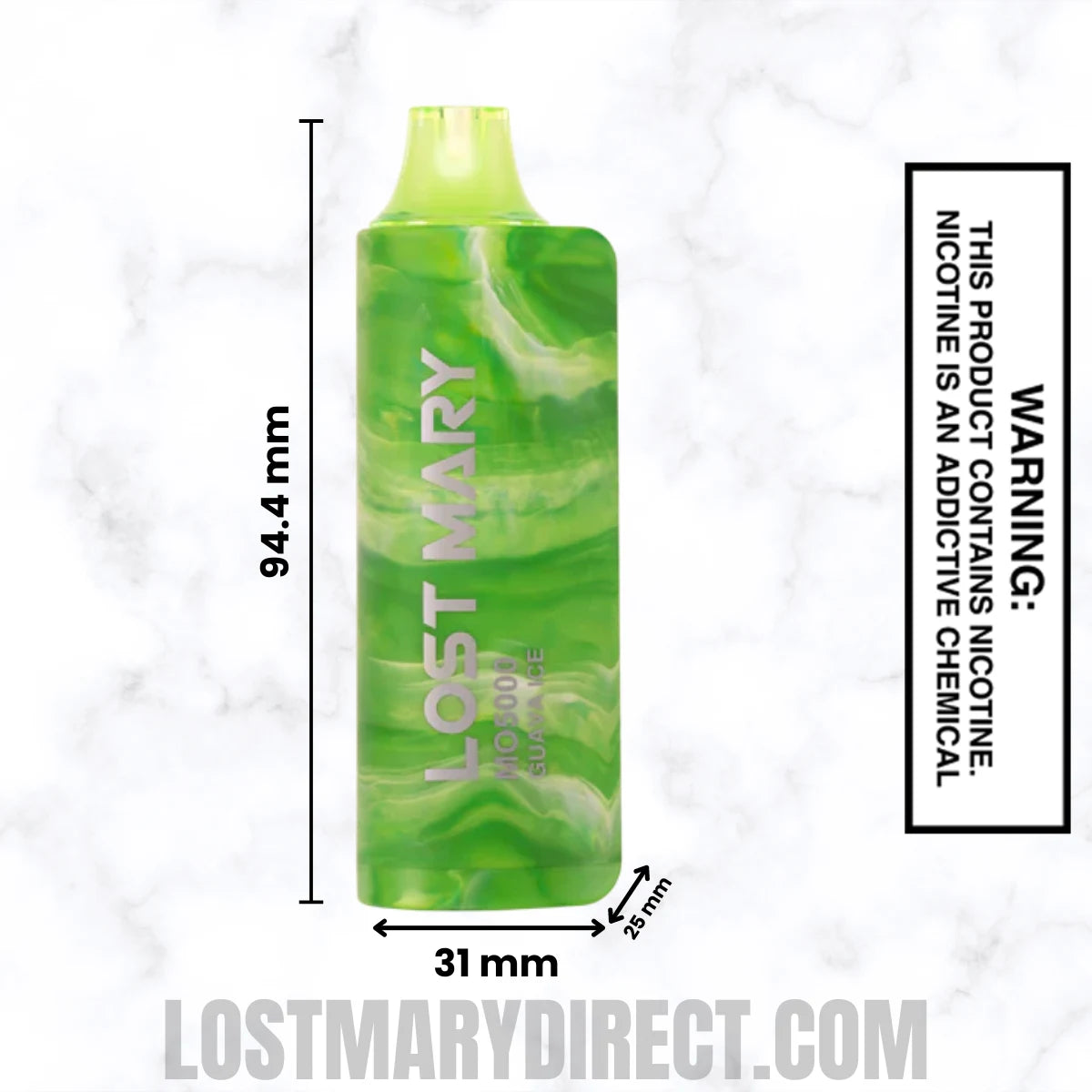 Guava Ice Lost Mary MO5000 Disposable Vape Dimension