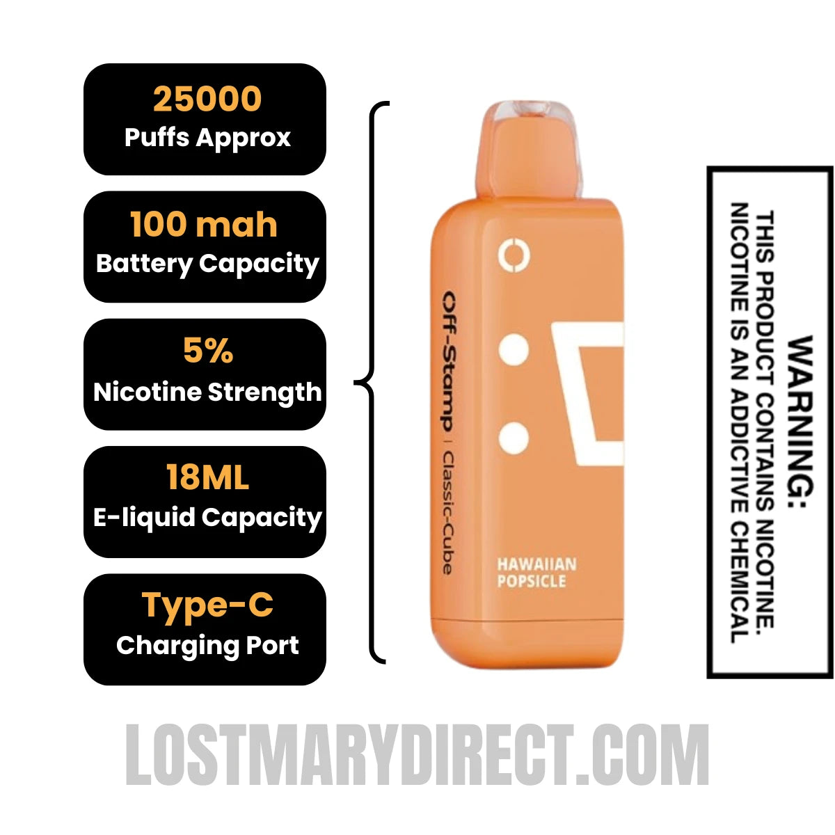 Hawaiian Popsicle Off Stamp Classic X-Cube Vape Pod Specifications
