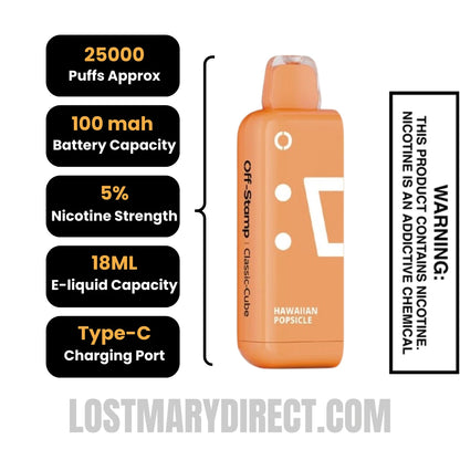 Hawaiian Popsicle Off Stamp Classic X-Cube Vape Pod Specifications