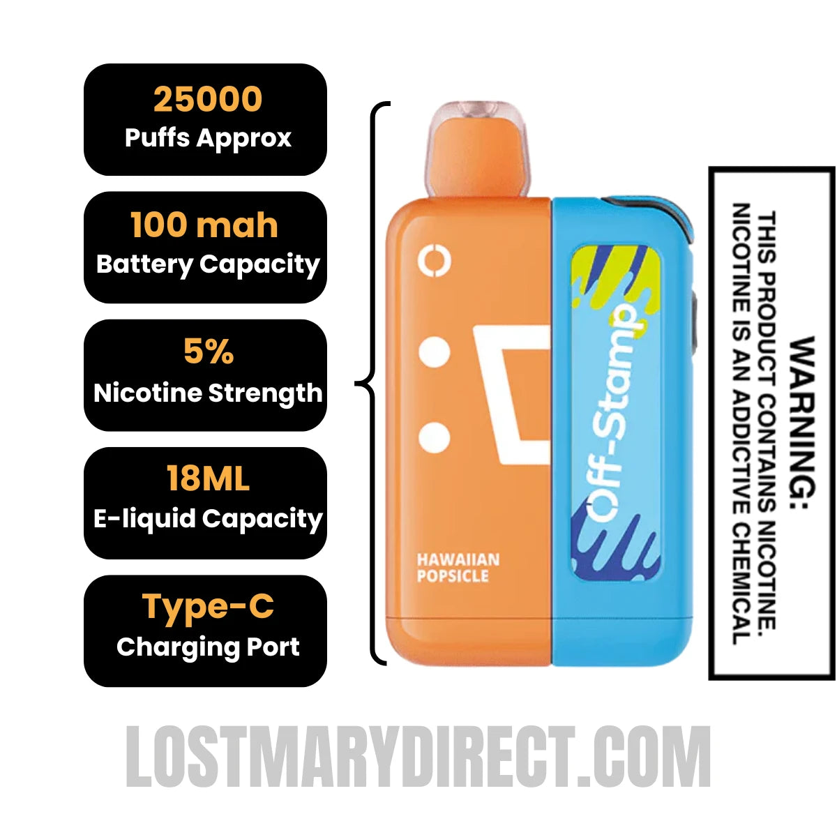Hawaiian Popsicle Off Stamp X-Cube Vape Kit Specifications