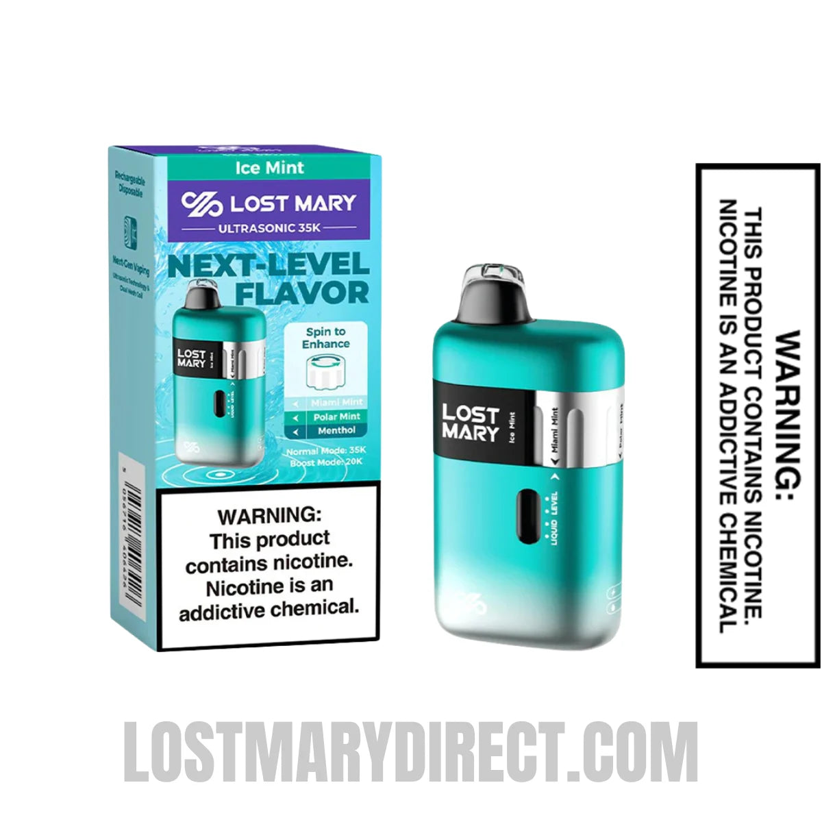 Ice Mint Lost Mary Ultrasonic 35K Disposable Vape With Package Box