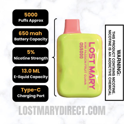 kiwi fuse lost mary flavor Kiwi Passion Fruit Guava Lost Mary OS5000 Disposable Vape