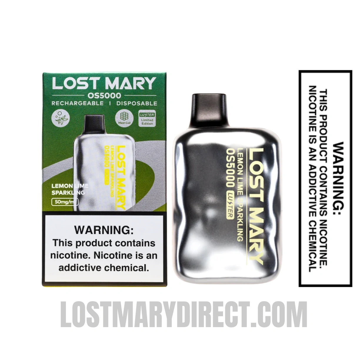 Lemon Lime Lost Mary OS5000 Luster Edition Vape With Package box