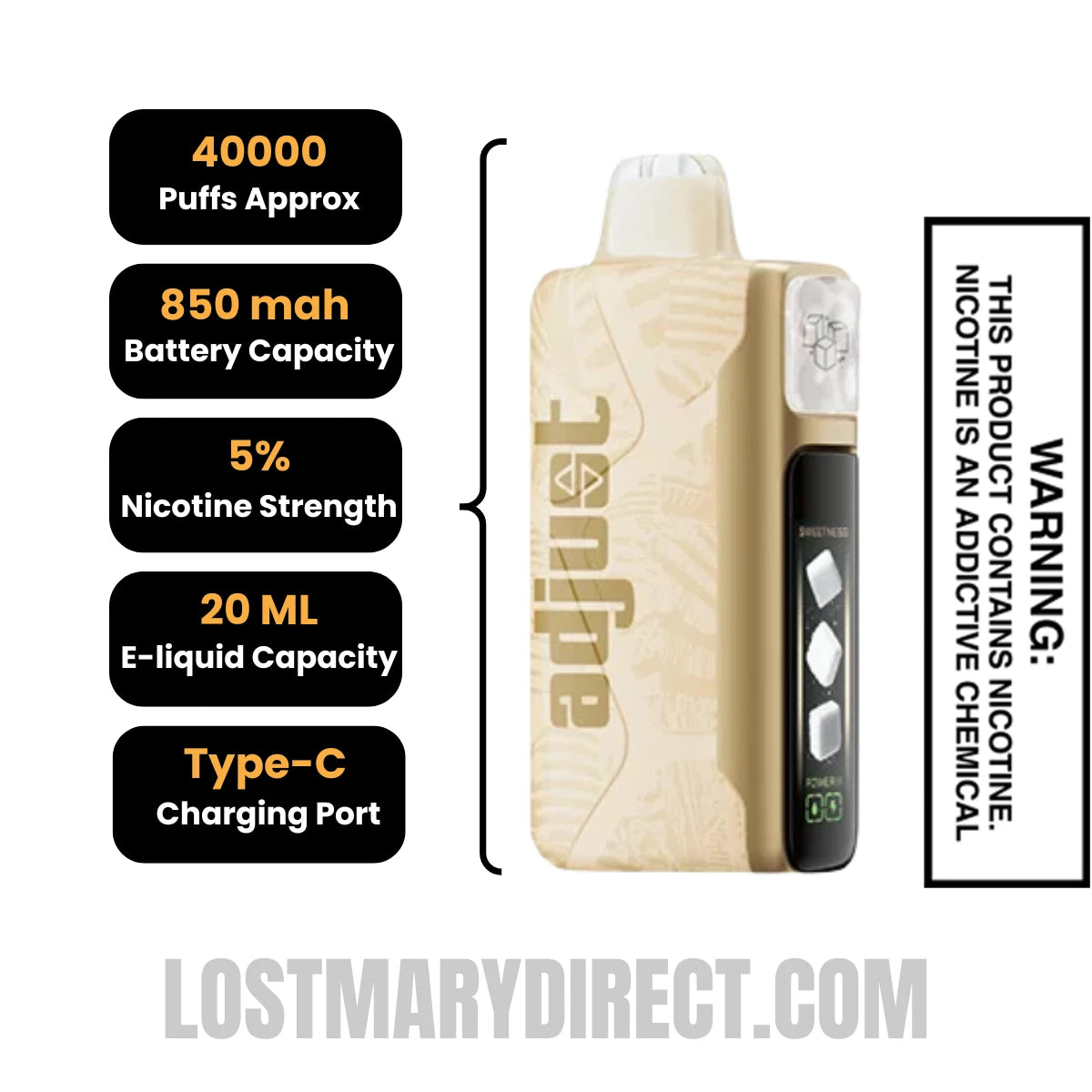 Lemon Heads Adjust MySweet 40K Disposable Vape Specifcations
