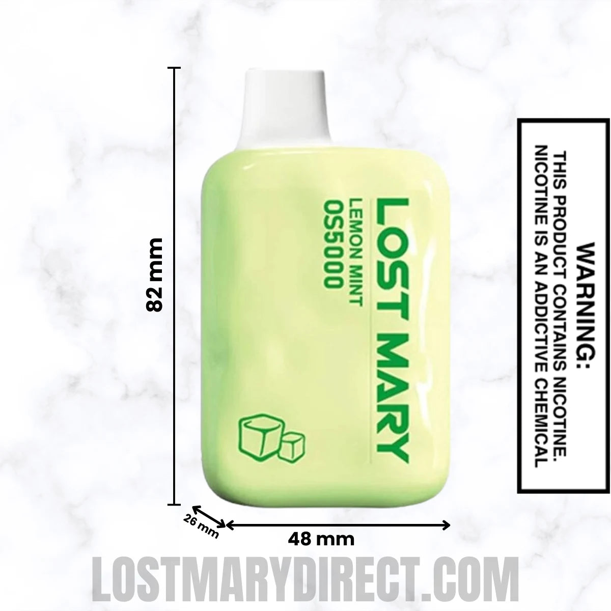 Lemon Mint Lost Mary OS5000 Disposable Vape Dimensions