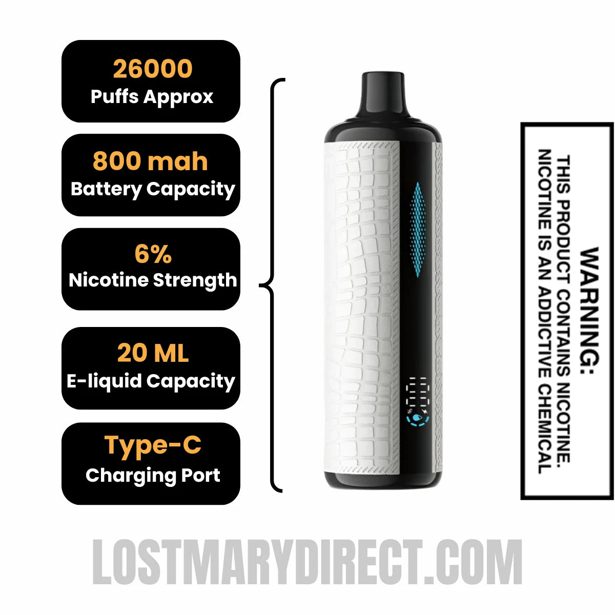 Lemon Mint Urban Tale x Lost Mary E-Hookah Disposable Vape Specifications