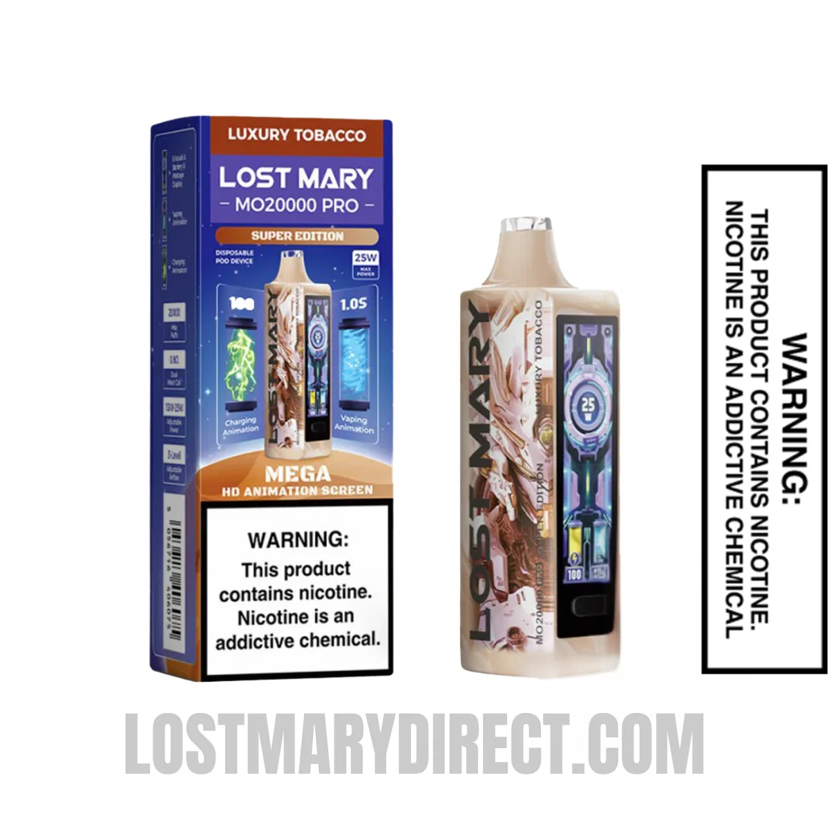 Luxury Tobacco Lost Mary MO20000 Pro Vape with Package Box