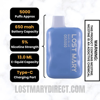 Mad Blue Lost Mary OS5000 Disposable Vape | 5000 Puffs Mad Blue Lost Mary OS5000 Disposable Vape | 5000 Puffs