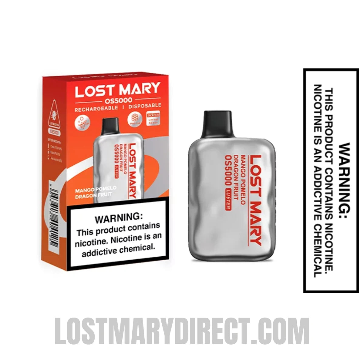 Mango Pomelo Dragon Fruit Lost Mary OS5000 Luster Vape With Package Box