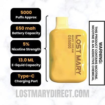 Mary Dream Lost Mary OS5000 Disposable Vape | 5000 Puffs Mary Dream Lost Mary OS5000 Disposable Vape | 5000 Puffs