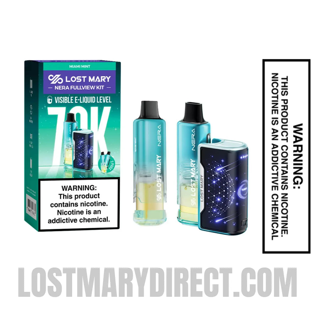 Miami Mint Lost Mary Nera Fullview 70K Vape Kit with package box